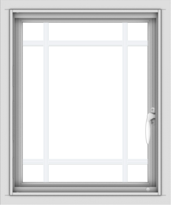 WDMA 20x24 (19.5 x 23.5 inch) Vinyl uPVC White Push out Casement Window with Prairie Grilles