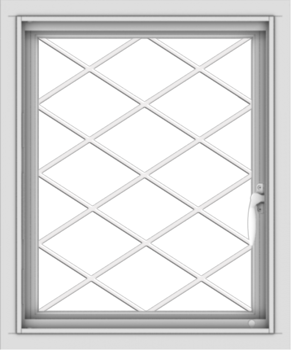 WDMA 20x24 (19.5 x 23.5 inch) Vinyl uPVC White Push out Casement Window without Grids with Diamond Grills