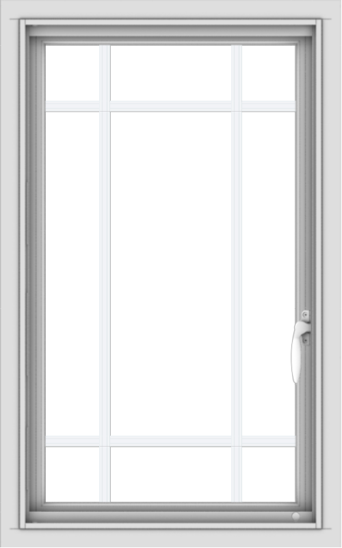 WDMA 20x32 (19.5 x 31.5 inch) Vinyl uPVC White Push out Casement Window with Prairie Grilles