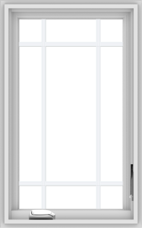 WDMA 20x32 (19.5 x 31.5 inch) White Vinyl uPVC Crank out Casement Window with Prairie Grilles