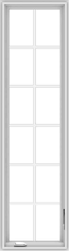 WDMA 20x72 (19.5 x 71.5 inch) White Vinyl uPVC Crank out Casement Window with Colonial Grids