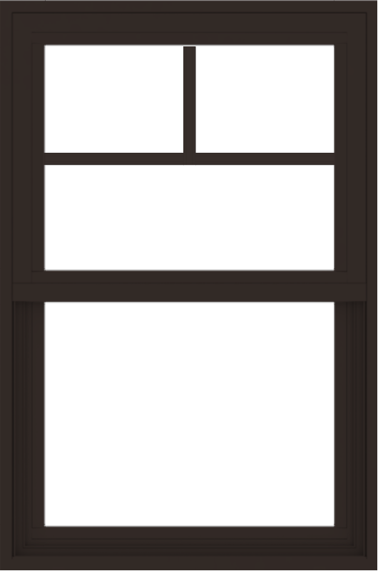 WDMA 24x36 (23.5 x 35.5 inch) Vinyl uPVC Dark Brown Single Hung Double Hung Window with Fractional Grids Interior