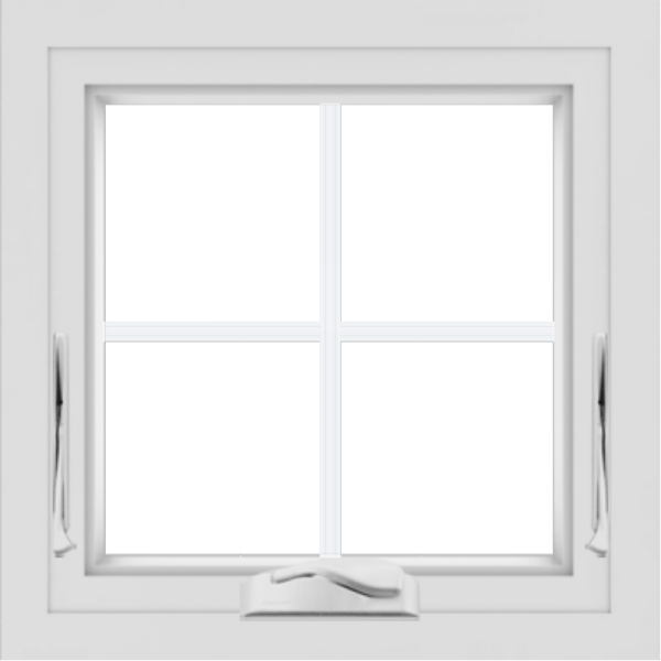 WDMA 24x24 (23.5 x 23.5 inch) White Aluminum Crank out Awning Window with Colonial Grilles