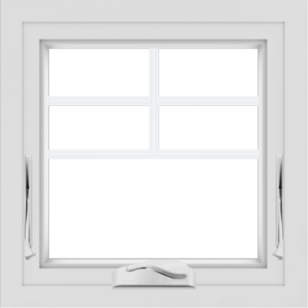 WDMA 24x24 (23.5 x 23.5 inch) White Aluminum Crank out Awning Window with Top Colonial Grids