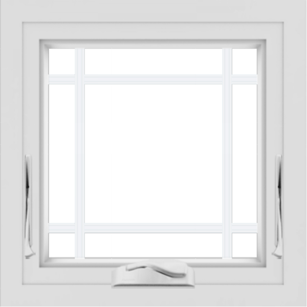 WDMA 24x24 (23.5 x 23.5 inch) White Aluminum Crank out Awning Window with Prairie Grilles