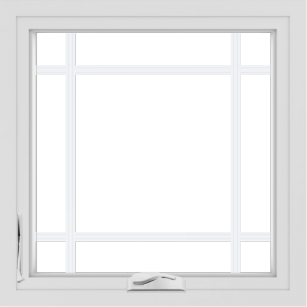 WDMA 24x24 (23.5 x 23.5 inch) White uPVC/Vinyl Crank out Casement Window with Prairie Grilles