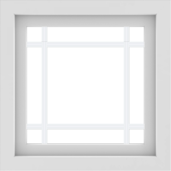 WDMA 24x24 (23.5 x 23.5 inch) White Aluminum Picture Window with Prairie Grilles