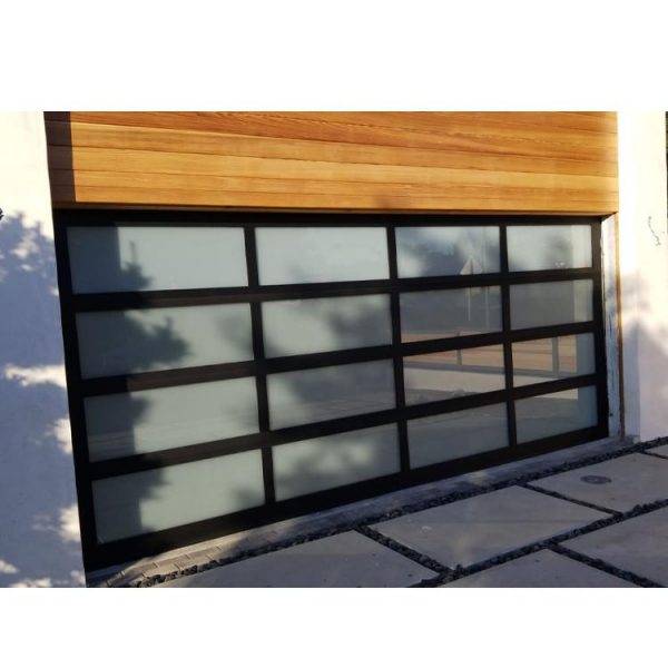 WDMA 16x7 5 Panel Frosted Glass Garage Door With Pedestrian Door Sizes And Prices For Sale
