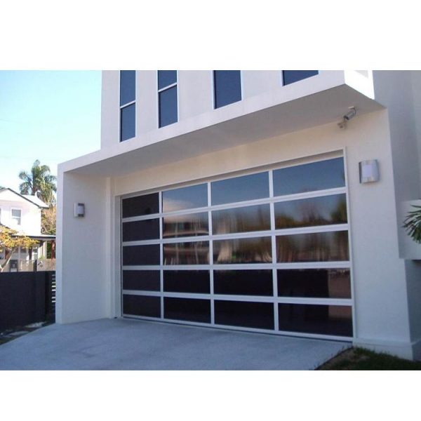 China WDMA 16x7 5 Panel Frosted Glass Garage Door With Pedestrian Door Sizes And Prices For Sale