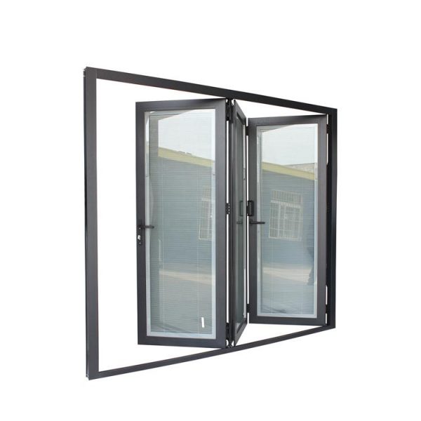 China WDMA Aluminium Folding Door Black Stackable Aluminium Bi Folding Doors