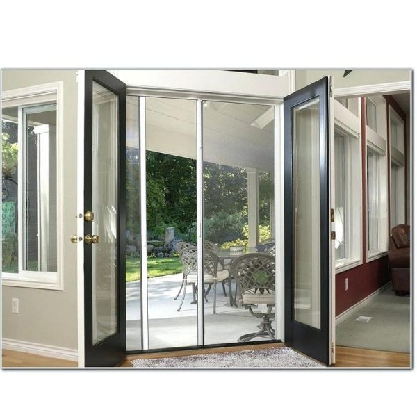 WDMA Exterior Security Double Leaf Aluminium Frame Impact Glass Entry Swing Bedroom Storm Window Door With Smart Glass Inserts