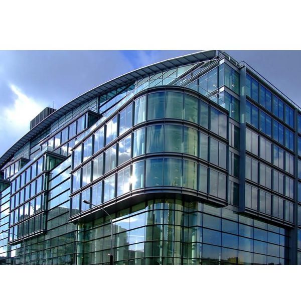 WDMA Frameless Mirror Curved Double Glass Curtain Wall With Operable Awning Window