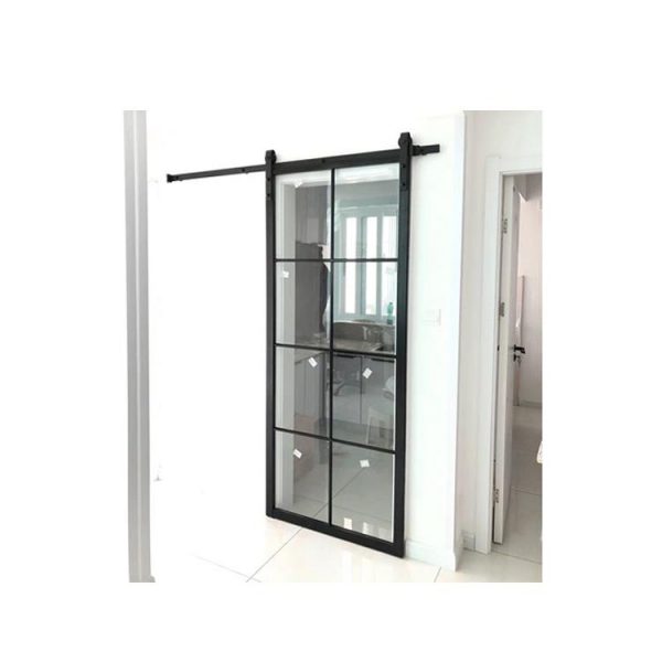 China WDMA House Frameless Aluminum Profile Single Frosted Tempered Glass Interior Internal Pocket Door Toilet