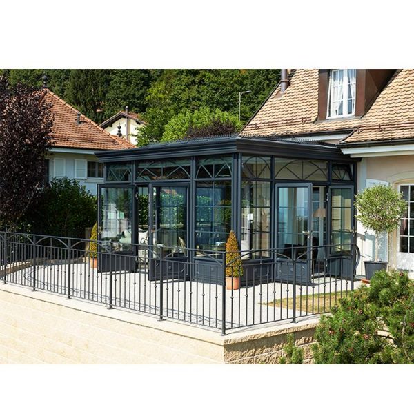 China WDMA Modern Design Garden Glass Green house for Pool Grey Color