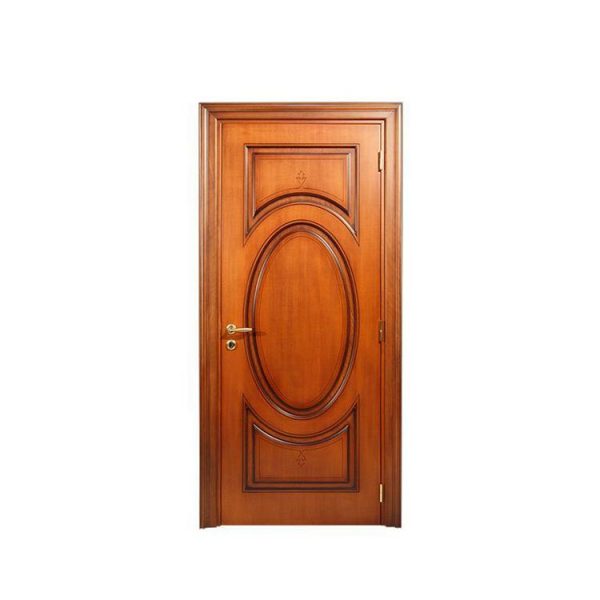WDMA Solid Main Exterior Door Wood With Glass Carving Design